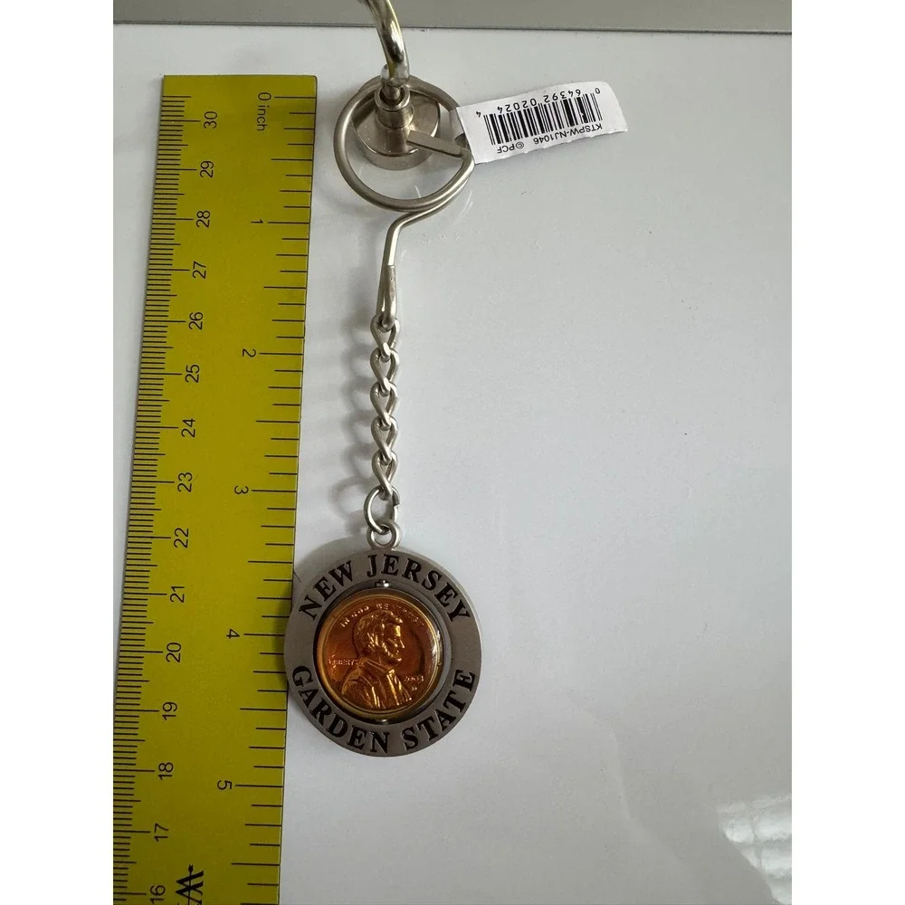 New Jersey Garden State Souvenir Keychain Spinning 2003 Lincoln Penny
